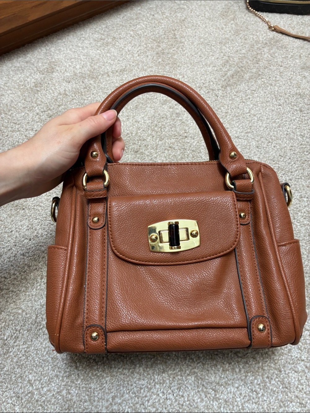Brown Leather Top-Handle Satchel - Classic Women's Bag